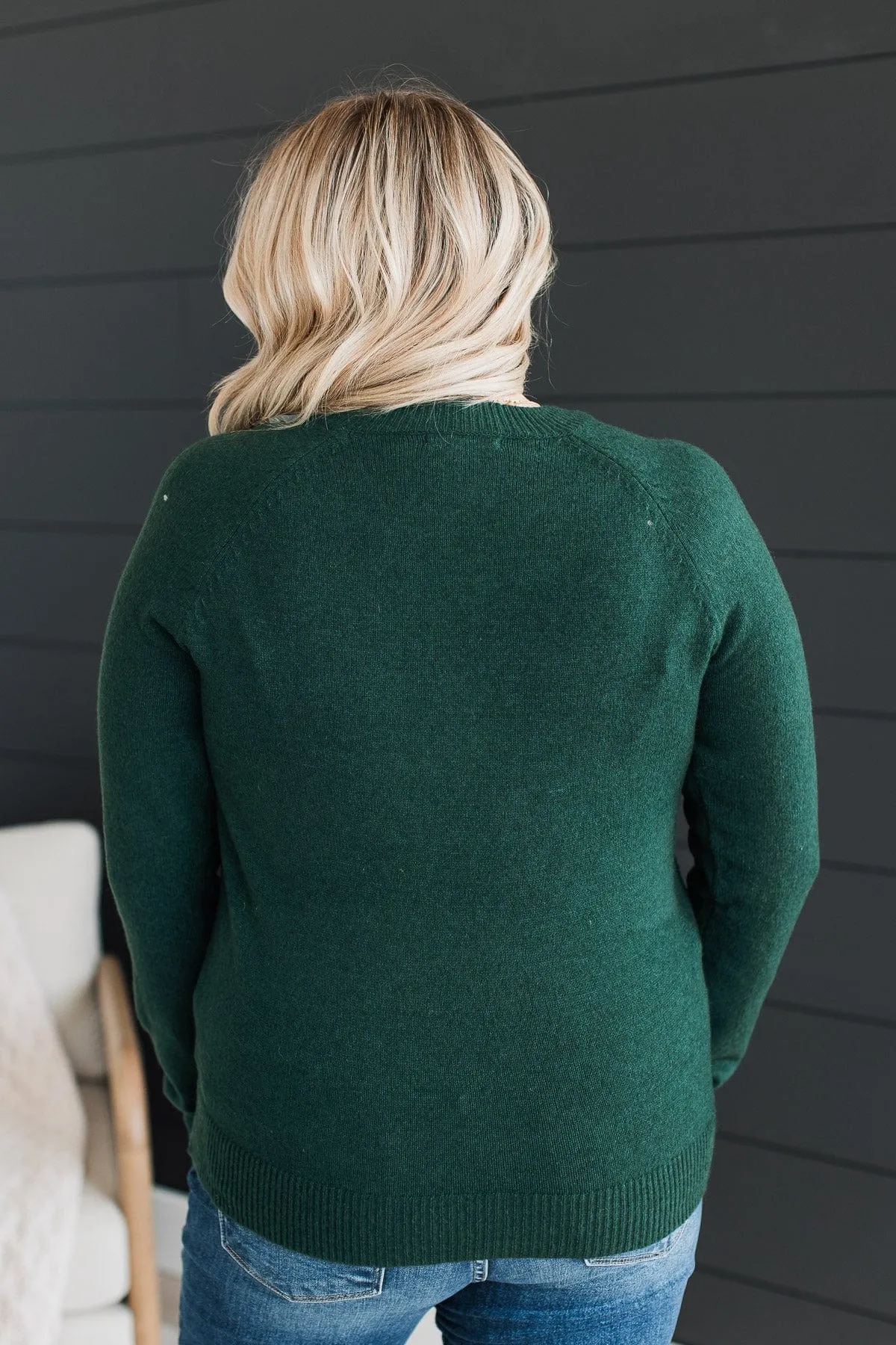 Tender Thoughts Knit Sweater- Forest Green