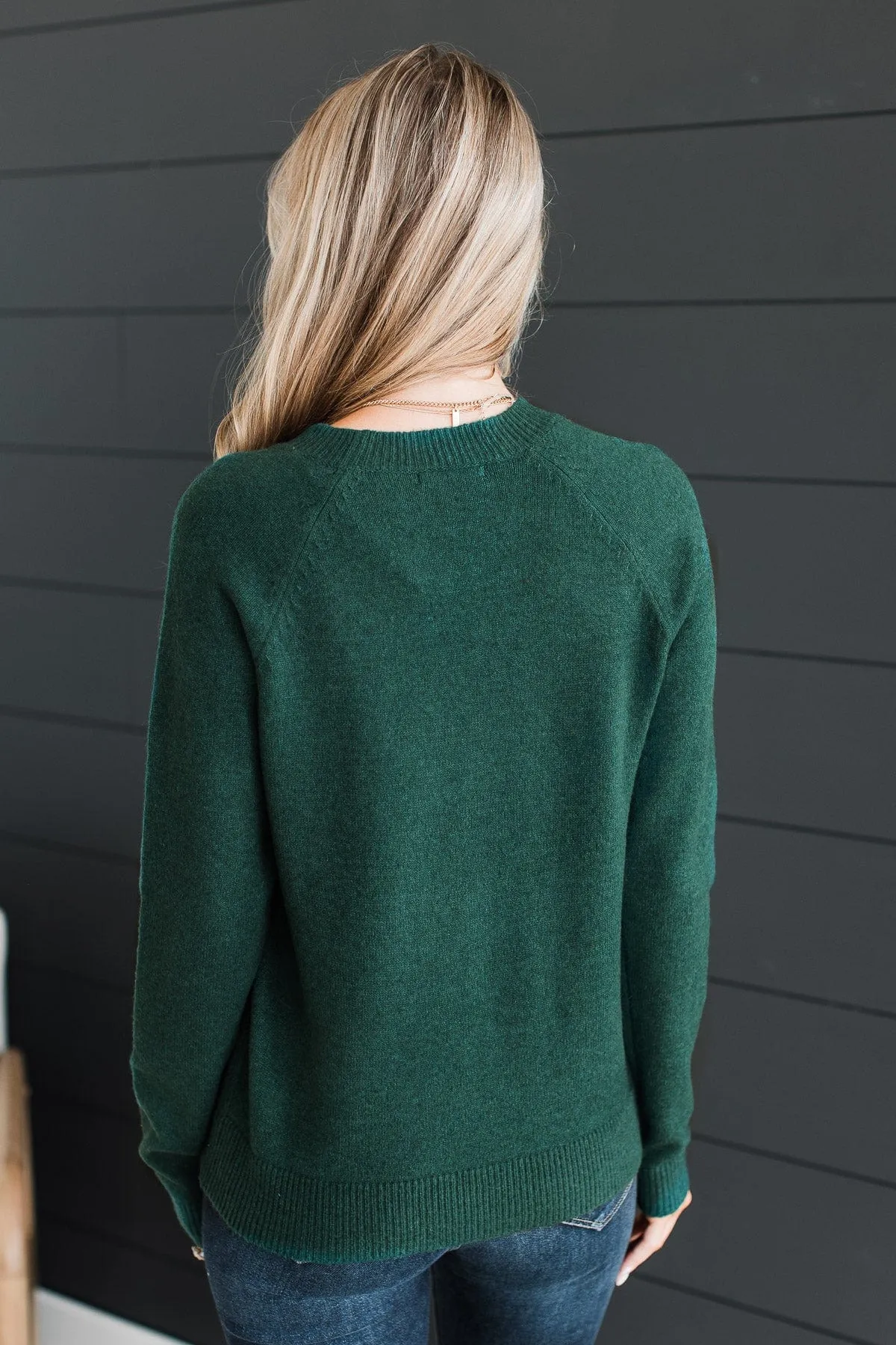 Tender Thoughts Knit Sweater- Forest Green