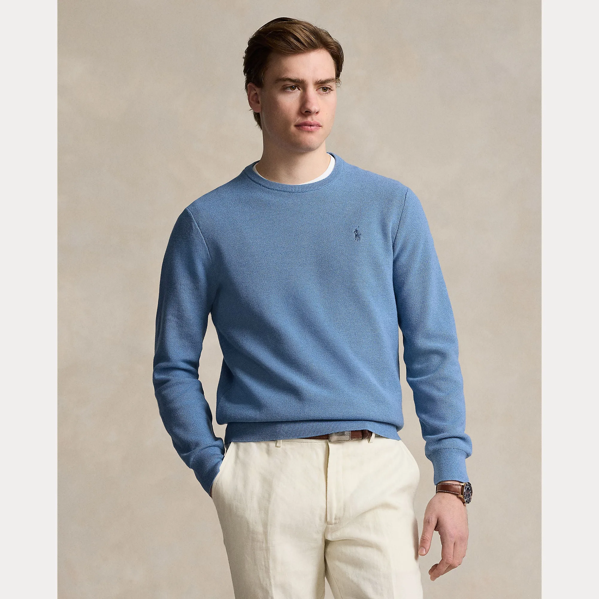 TEXTURED COTTON CREWNECK SWEATER