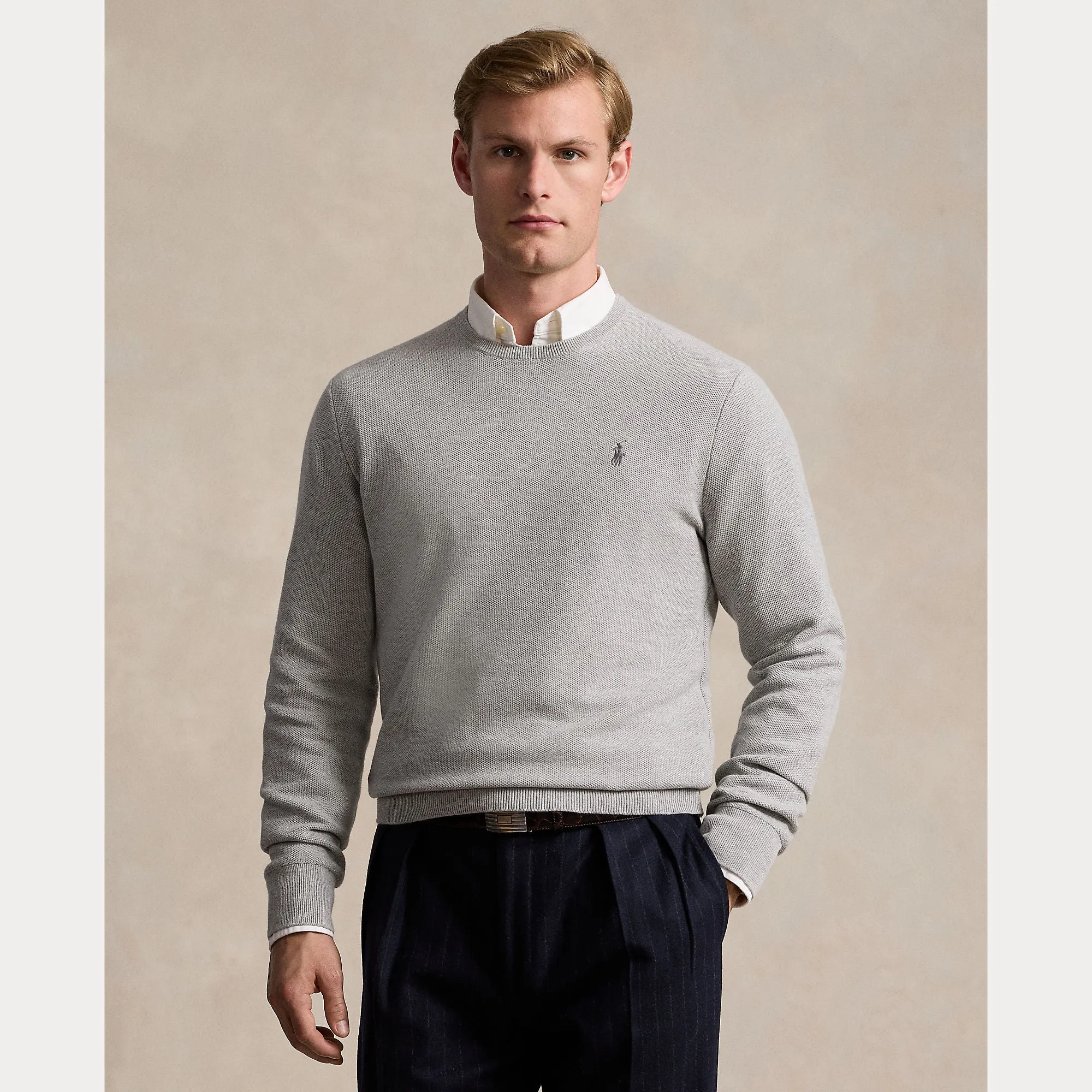 TEXTURED COTTON CREWNECK SWEATER