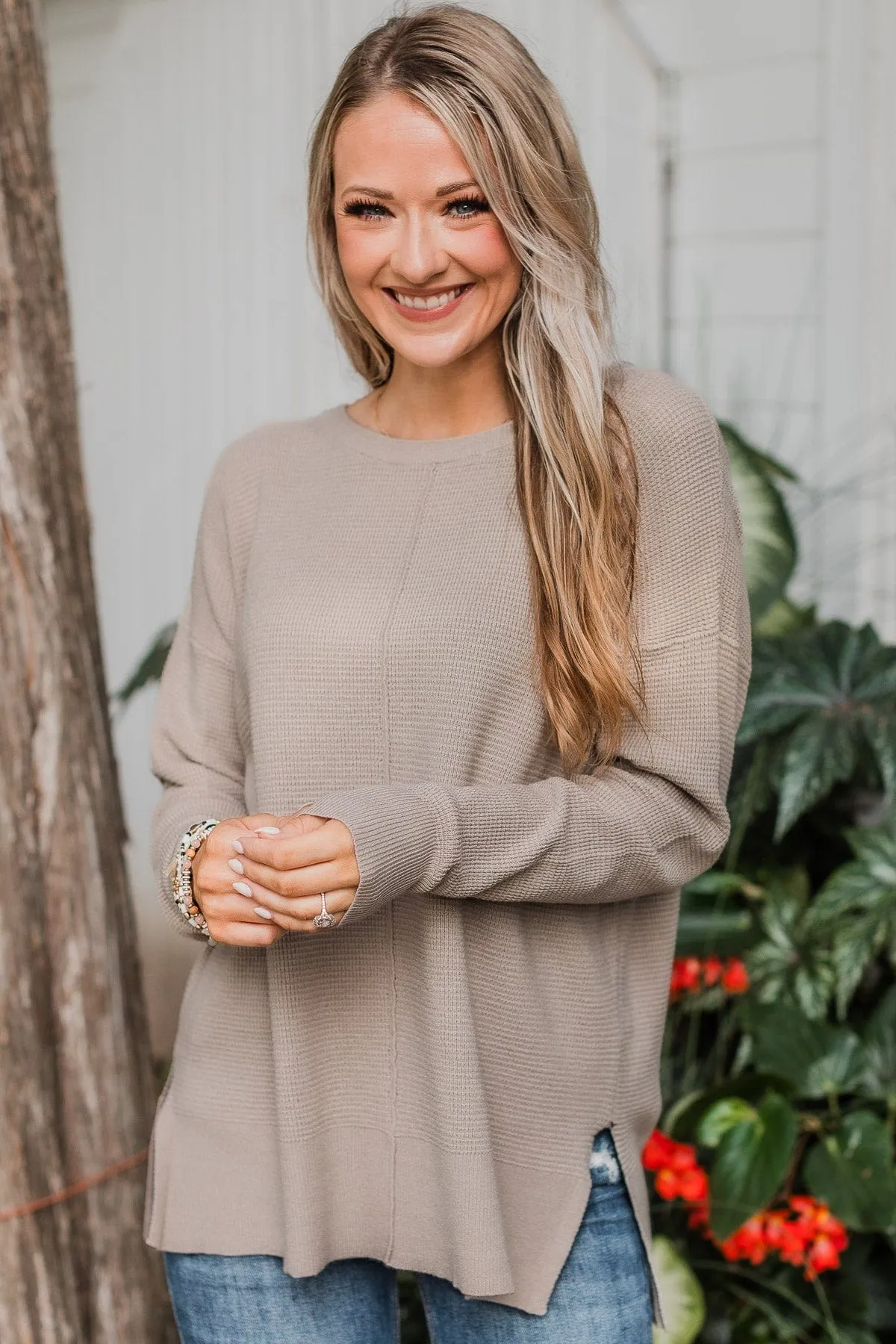 Time To Thrive Knit Sweater- Taupe