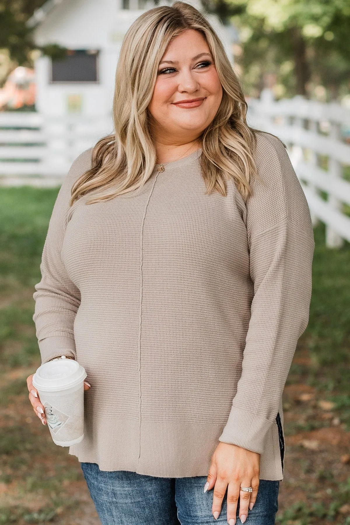 Time To Thrive Knit Sweater- Taupe