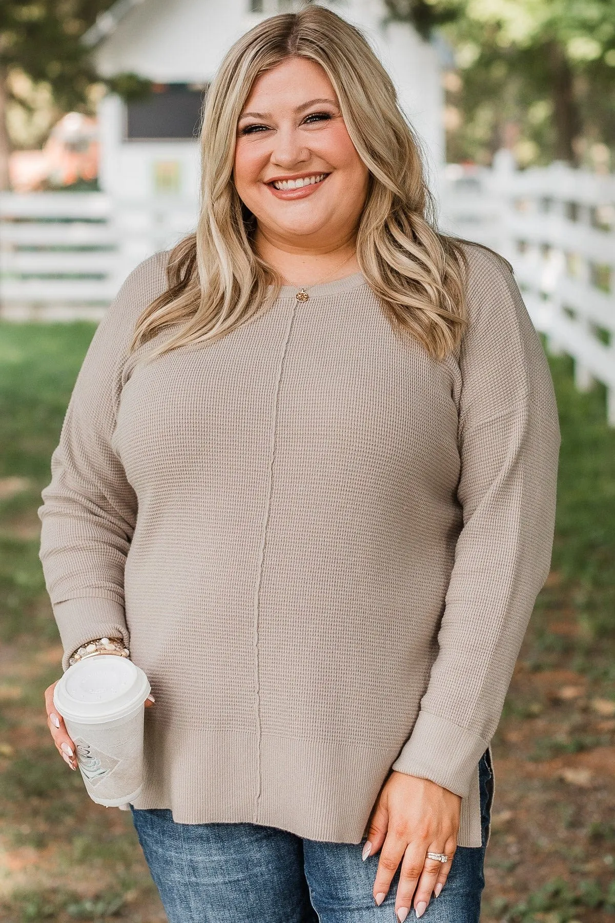 Time To Thrive Knit Sweater- Taupe