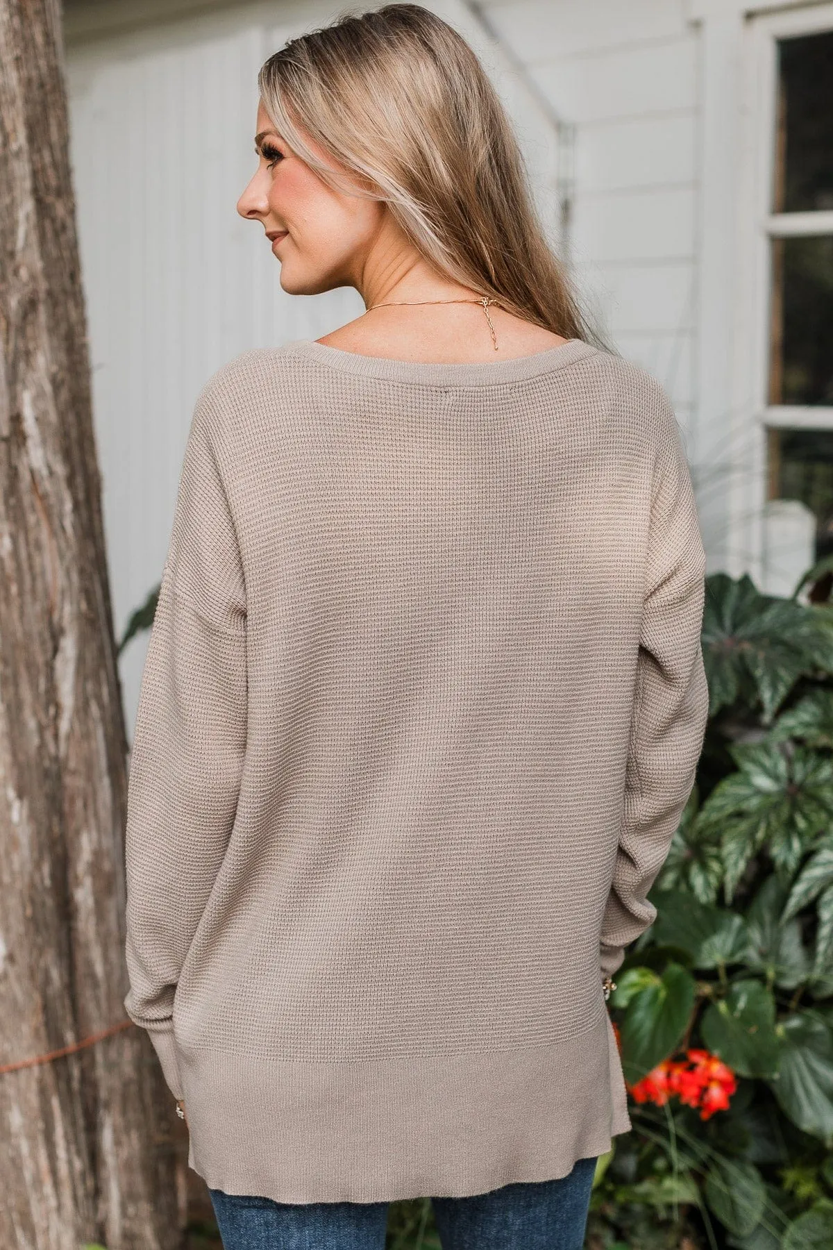 Time To Thrive Knit Sweater- Taupe