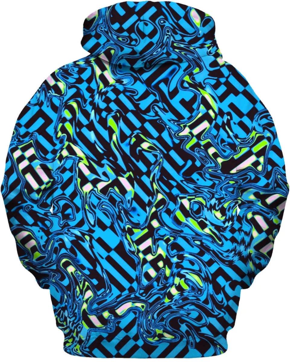 Trippy Blue Checkered Zip-Up Hoodie