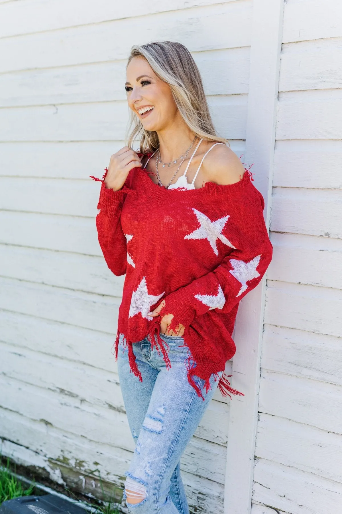 Unforgettable Moments Light Weight Sweater- Red