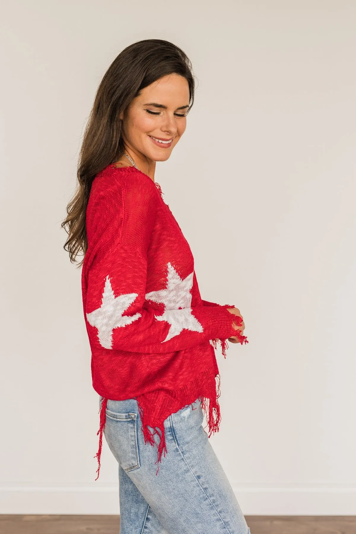 Unforgettable Moments Light Weight Sweater- Red