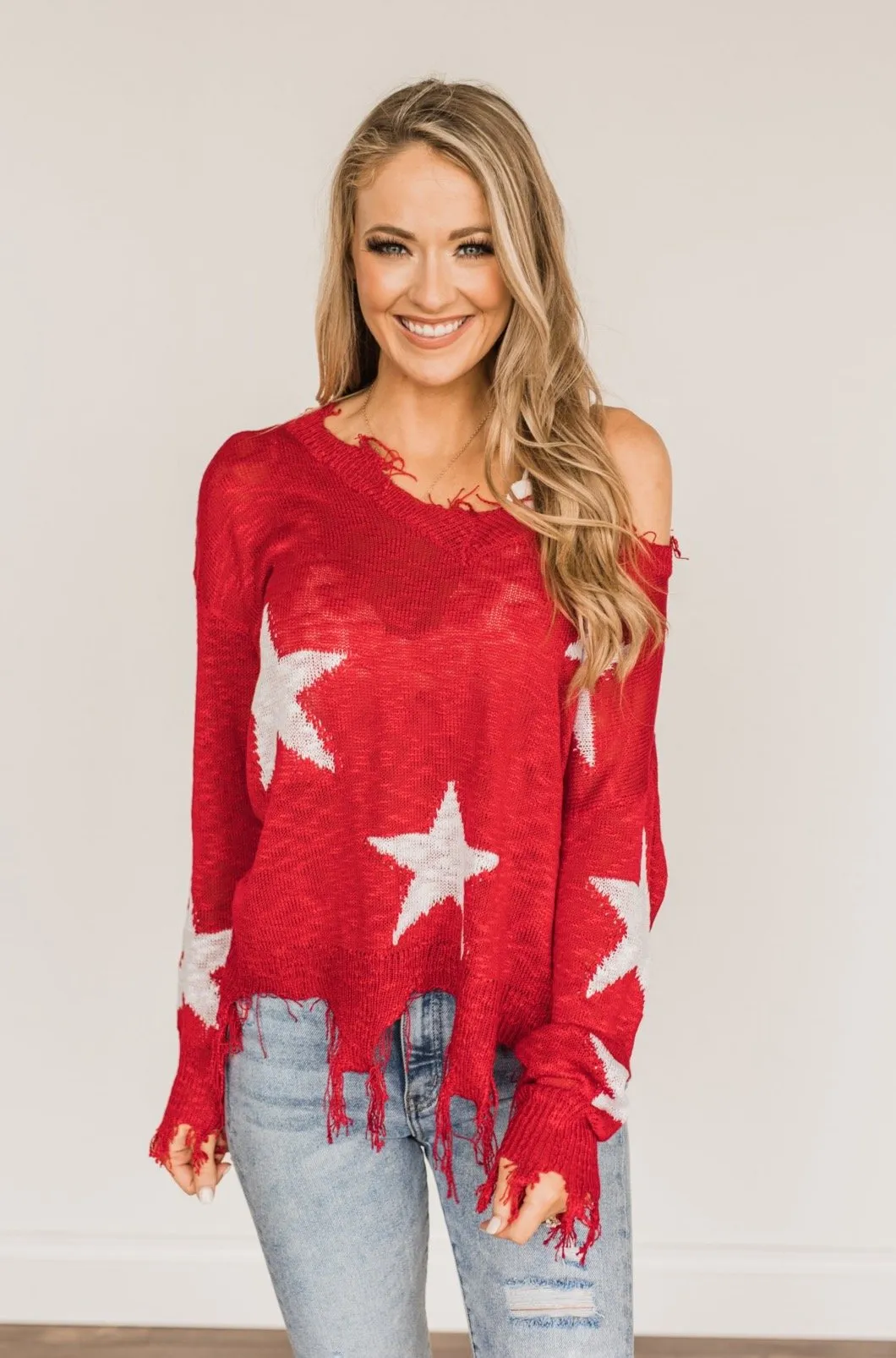 Unforgettable Moments Light Weight Sweater- Red