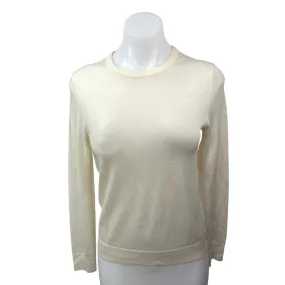 Uniqlo Cream White 100% Wool Crew Neck Long Sleeve Pullover Sweater Top Size S