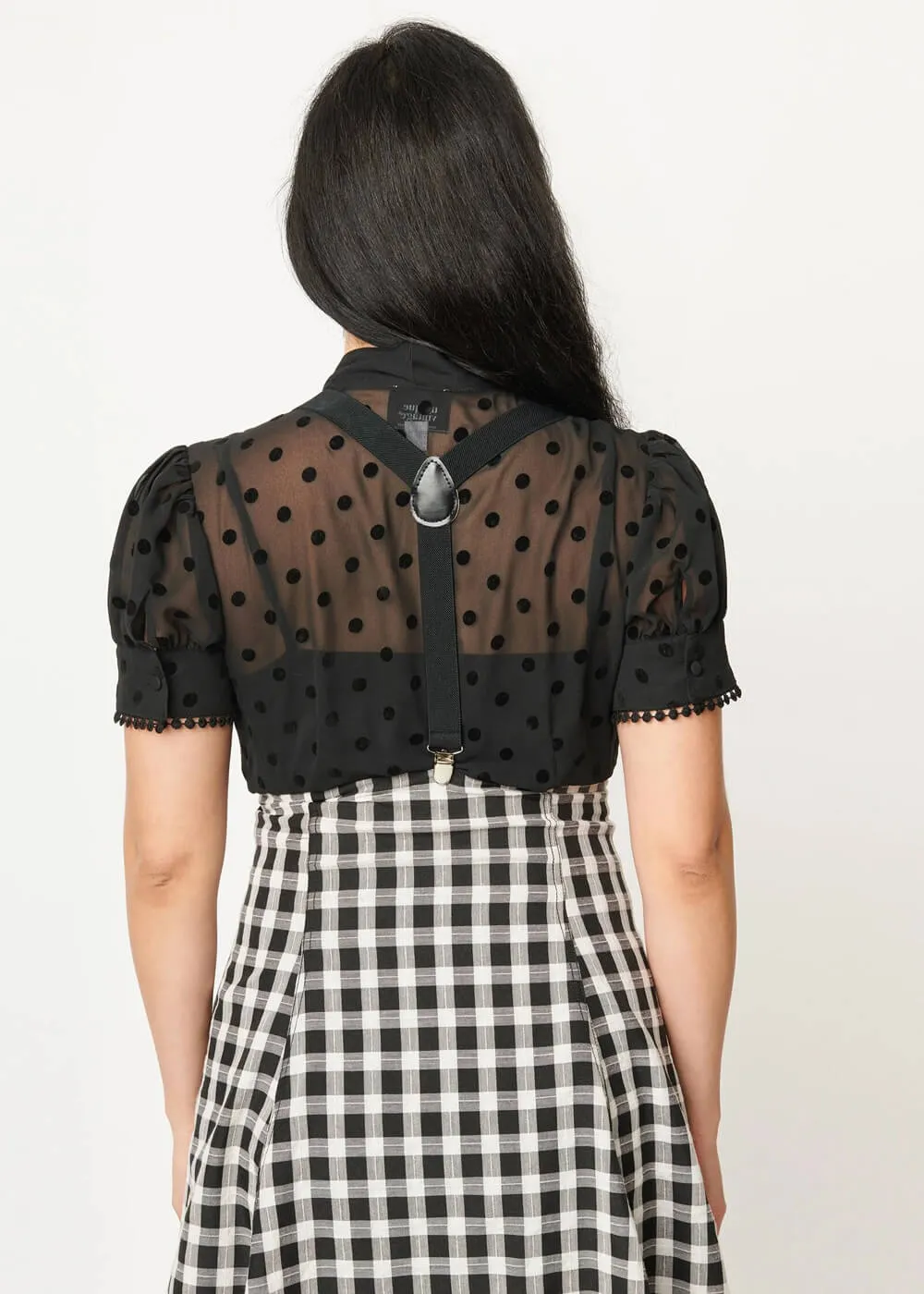 Unique Vintage Angela Polka 40's Blouse Black