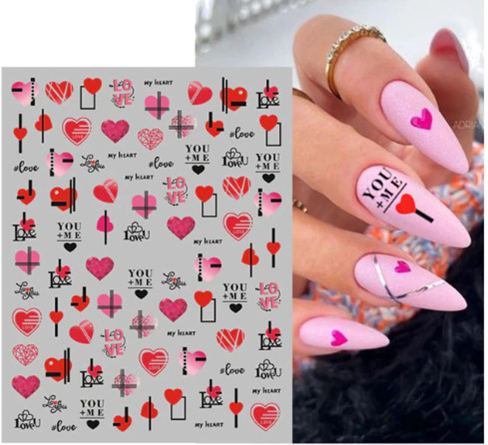 Valentines day Nails Hearts Nail Stickers