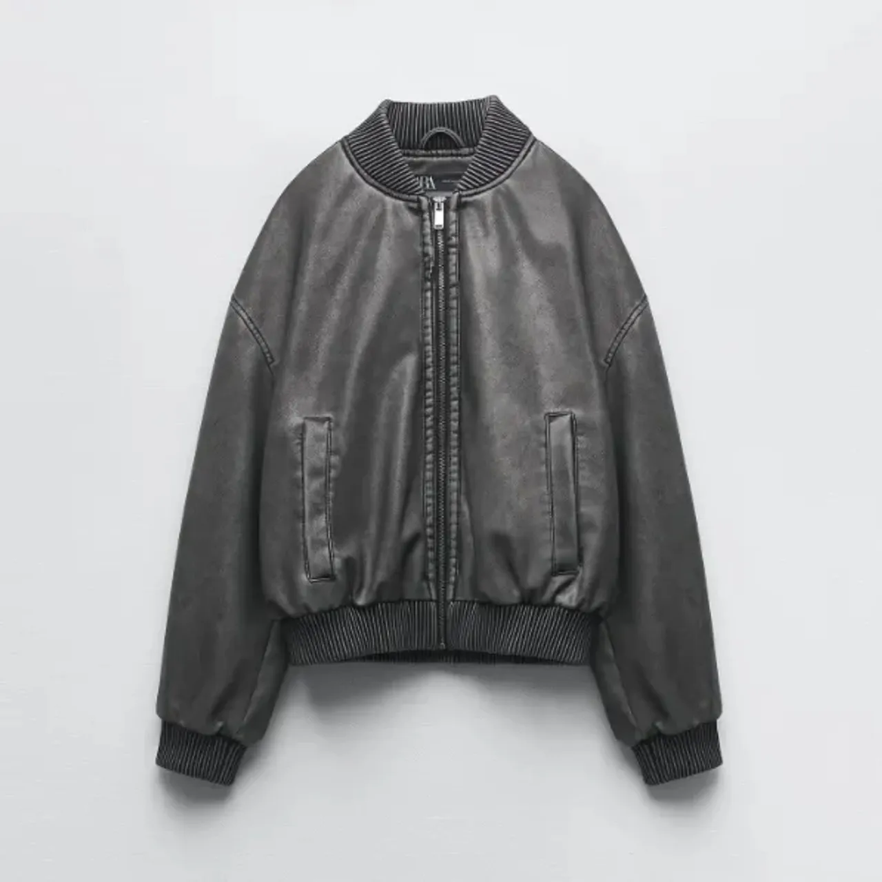 Washed Effect Bomber Jacket