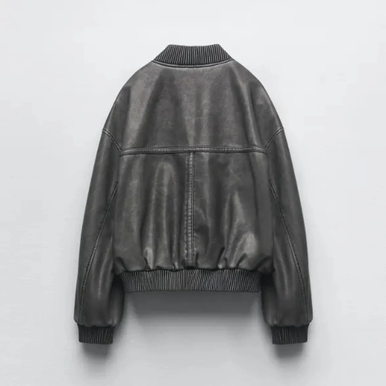 Washed Effect Bomber Jacket