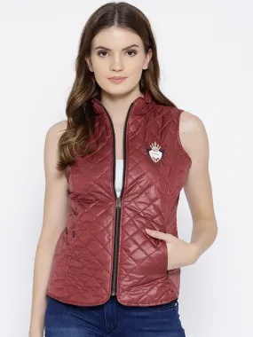 Women Red Quilted Jacket