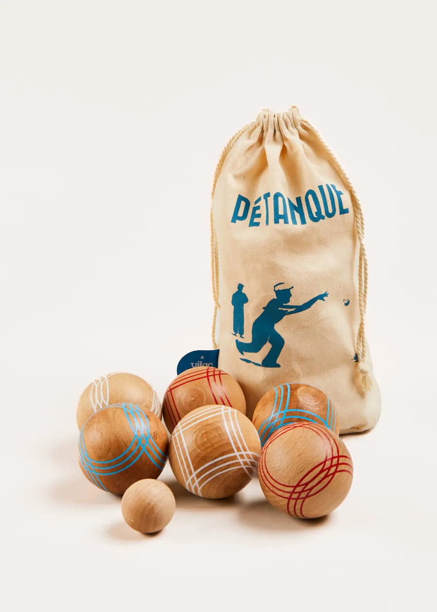 Wooden Boules Set in Beige