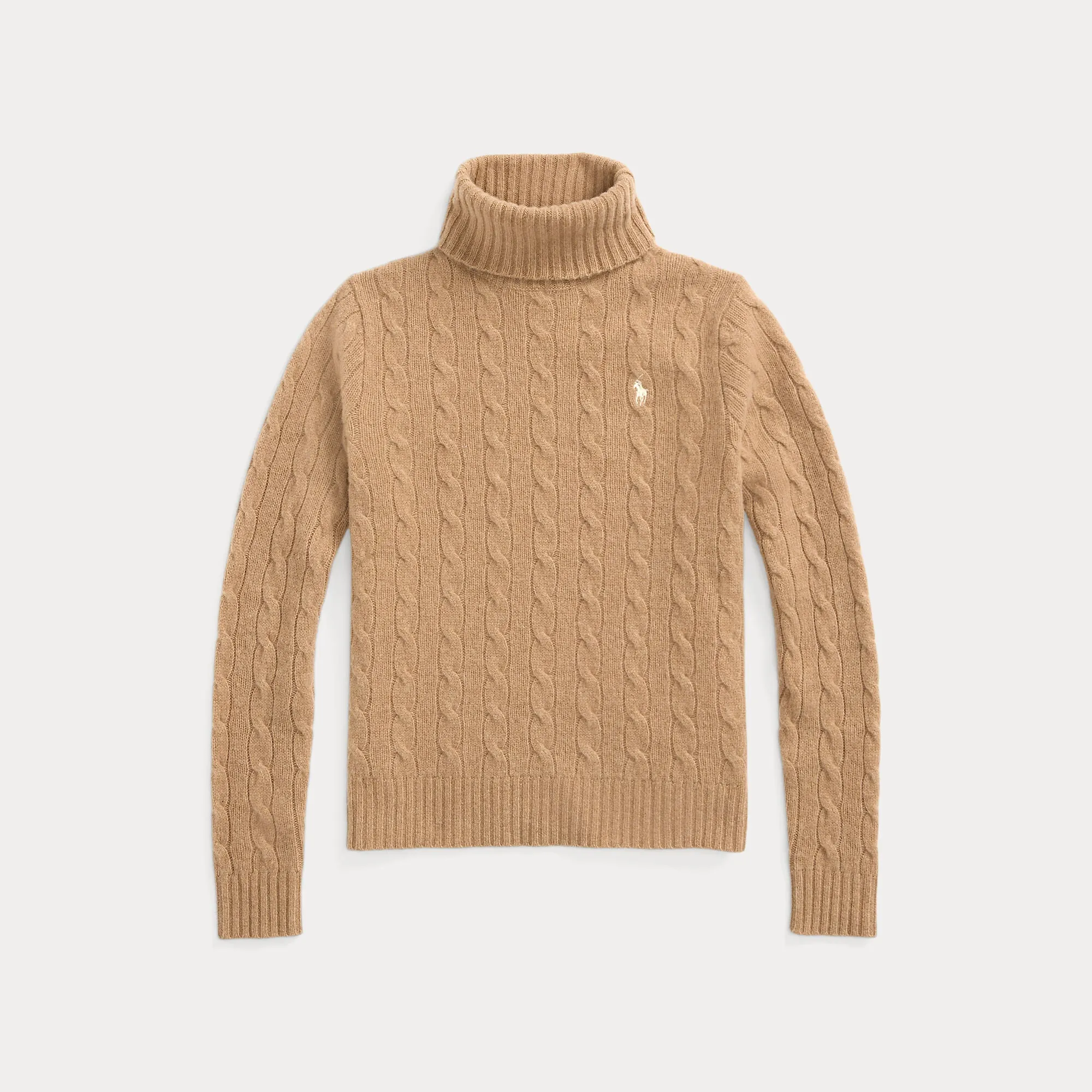 WOOL-CASHMERE CABLE TURTLENECK SWEATER