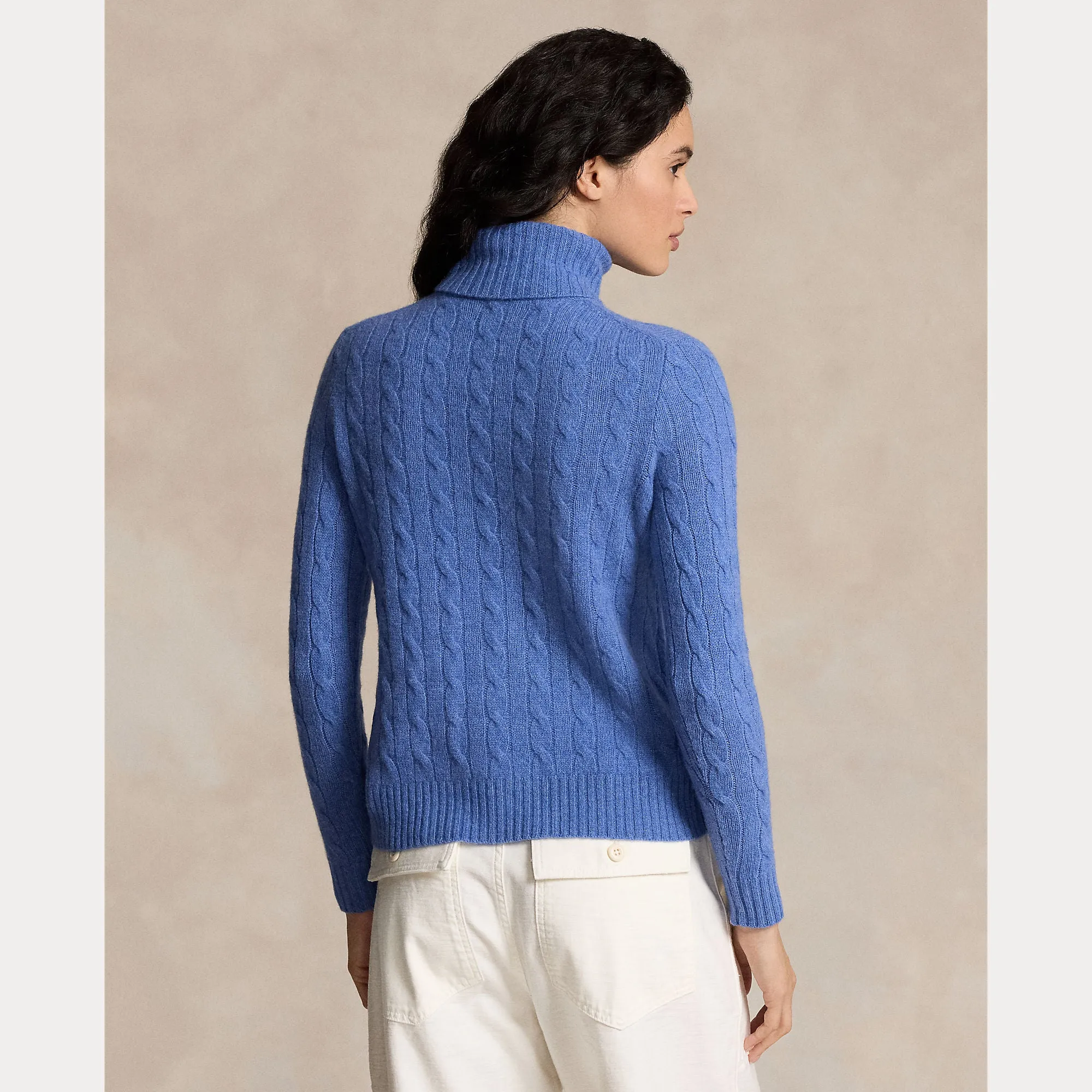 WOOL-CASHMERE CABLE TURTLENECK SWEATER