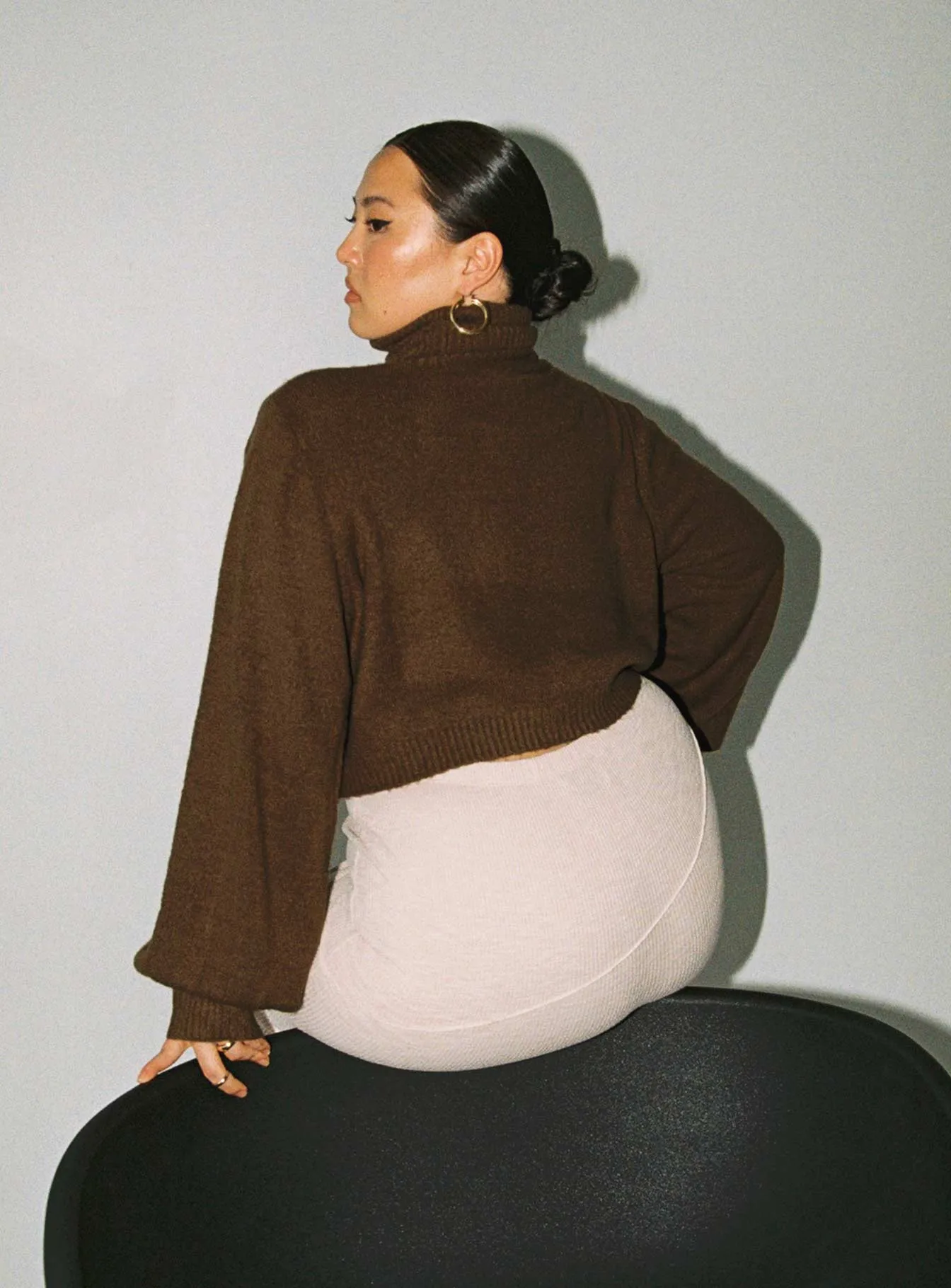 Zahara Cropped Turtleneck Sweater Brown Curve